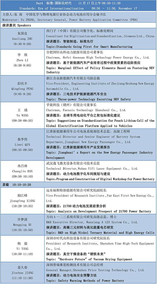 第四屆動力電池應用國際峰會(CBIS2019)議程